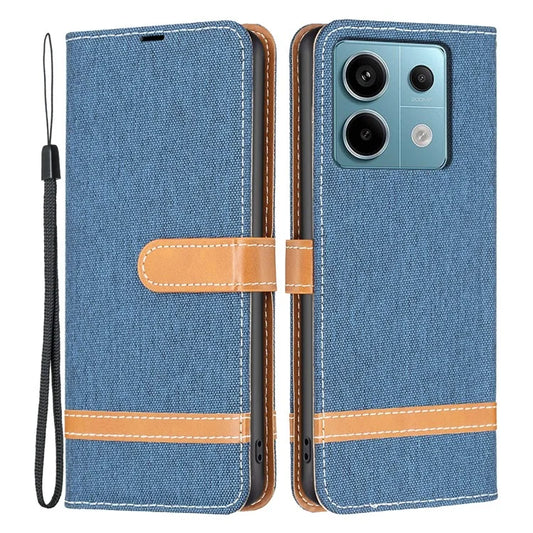 For Xiaomi Redmi Note 13 Pro 4G / Poco M6 Pro 4G Leather Wallet Case Jeans Cloth Texture Protective Cover