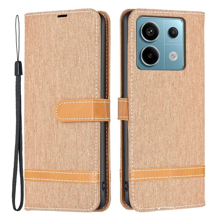 For Xiaomi Redmi Note 13 Pro 4G / Poco M6 Pro 4G Leather Wallet Case Jeans Cloth Texture Protective Cover