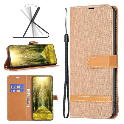 For Xiaomi Redmi Note 13 Pro 4G / Poco M6 Pro 4G Leather Wallet Case Jeans Cloth Texture Protective Cover