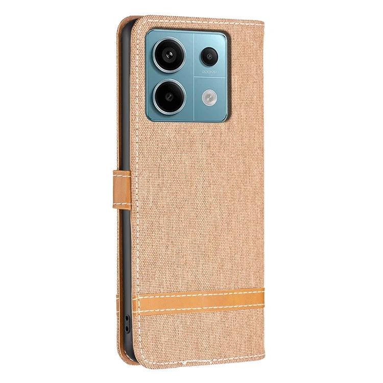 For Xiaomi Redmi Note 13 Pro 4G / Poco M6 Pro 4G Leather Wallet Case Jeans Cloth Texture Protective Cover