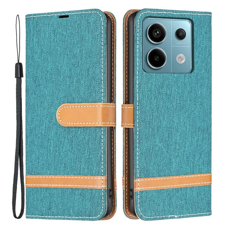 For Xiaomi Redmi Note 13 Pro 4G / Poco M6 Pro 4G Leather Wallet Case Jeans Cloth Texture Protective Cover
