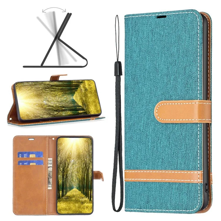 For Xiaomi Redmi Note 13 Pro 4G / Poco M6 Pro 4G Leather Wallet Case Jeans Cloth Texture Protective Cover