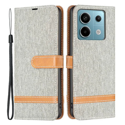 For Xiaomi Redmi Note 13 Pro 4G / Poco M6 Pro 4G Leather Wallet Case Jeans Cloth Texture Protective Cover