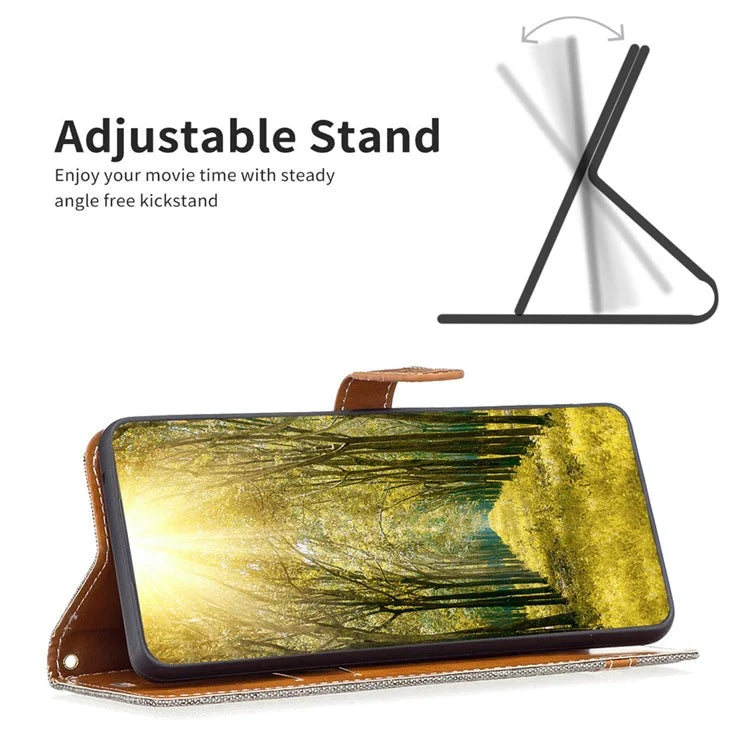For Xiaomi Redmi Note 13 Pro 4G / Poco M6 Pro 4G Leather Wallet Case Jeans Cloth Texture Protective Cover