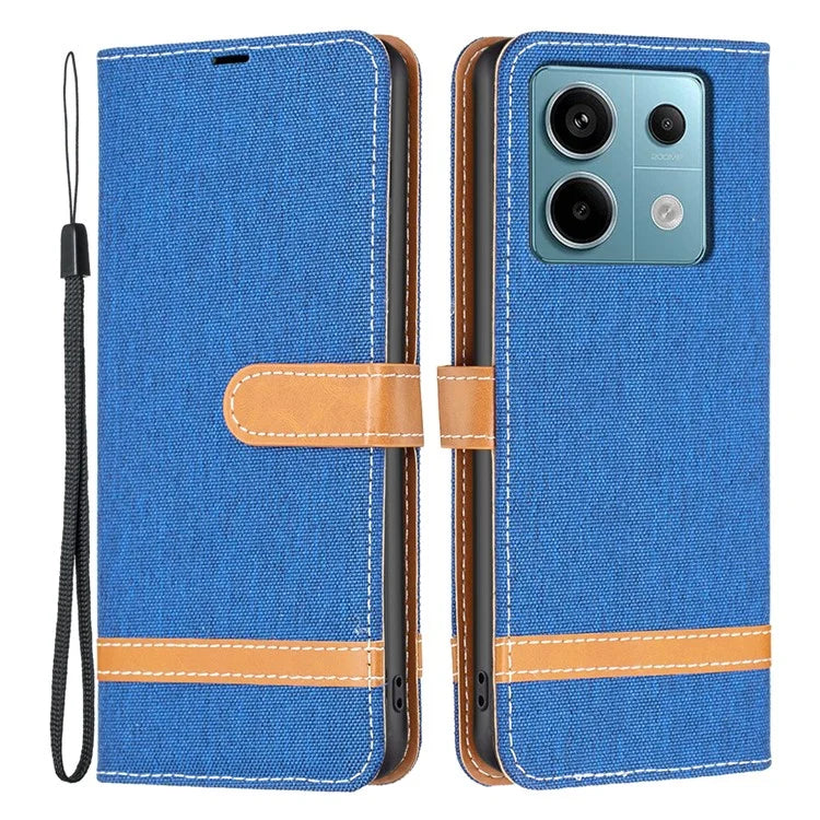 For Xiaomi Redmi Note 13 Pro 4G / Poco M6 Pro 4G Leather Wallet Case Jeans Cloth Texture Protective Cover