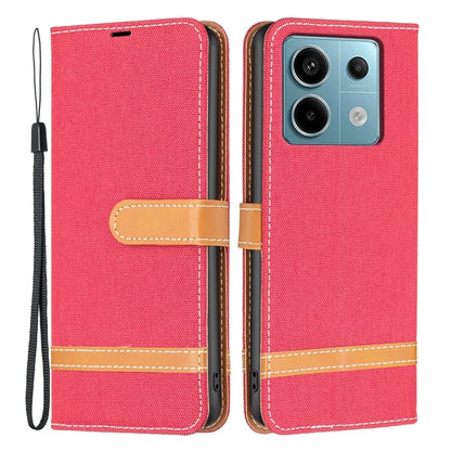 For Xiaomi Redmi Note 13 Pro 4G / Poco M6 Pro 4G Leather Wallet Case Jeans Cloth Texture Protective Cover