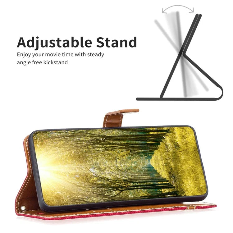 For Xiaomi Redmi Note 13 Pro 4G / Poco M6 Pro 4G Leather Wallet Case Jeans Cloth Texture Protective Cover