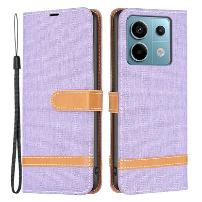 For Xiaomi Redmi Note 13 Pro 4G / Poco M6 Pro 4G Leather Wallet Case Jeans Cloth Texture Protective Cover