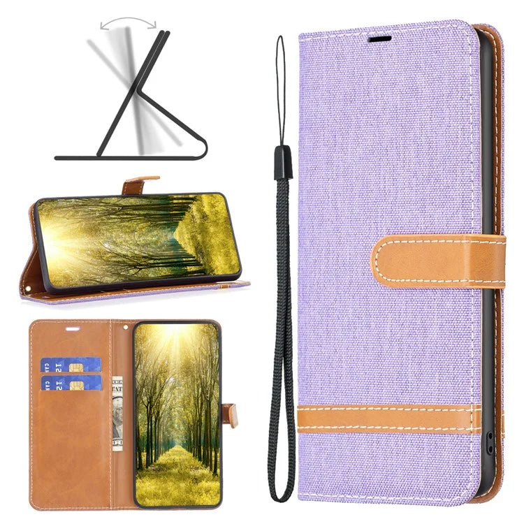 For Xiaomi Redmi Note 13 Pro 4G / Poco M6 Pro 4G Leather Wallet Case Jeans Cloth Texture Protective Cover