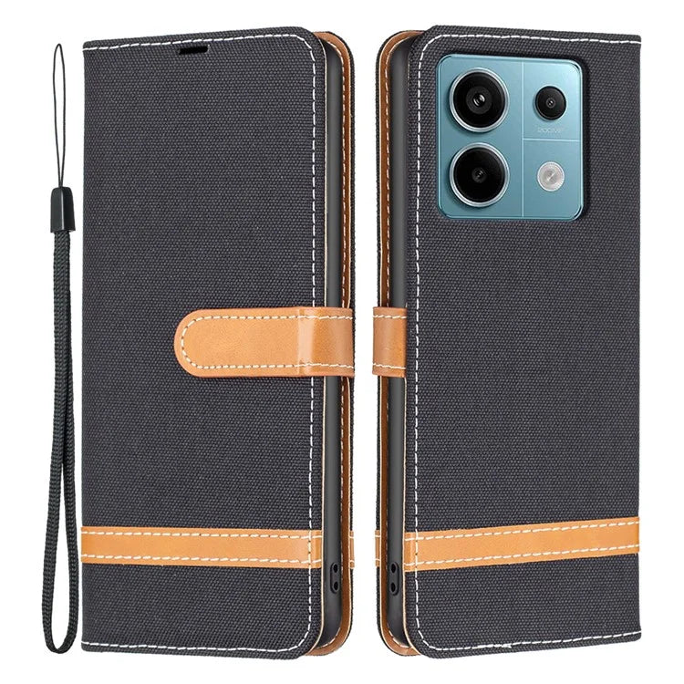 For Xiaomi Redmi Note 13 Pro 4G / Poco M6 Pro 4G Leather Wallet Case Jeans Cloth Texture Protective Cover