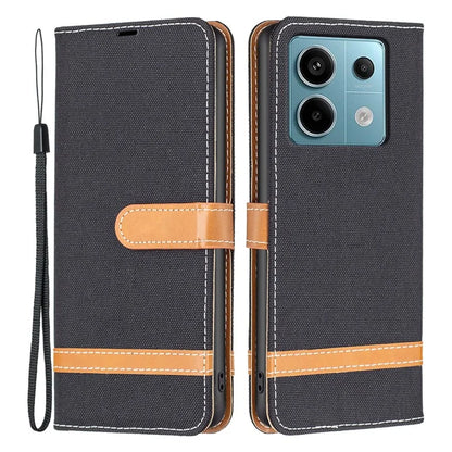 For Xiaomi Redmi Note 13 Pro 4G / Poco M6 Pro 4G Leather Wallet Case Jeans Cloth Texture Protective Cover