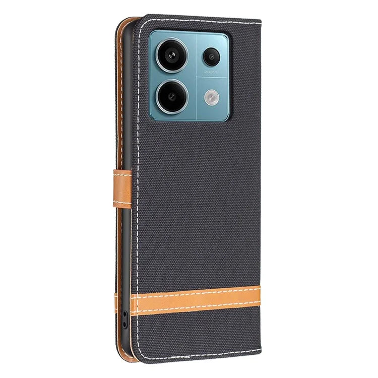 For Xiaomi Redmi Note 13 Pro 4G / Poco M6 Pro 4G Leather Wallet Case Jeans Cloth Texture Protective Cover