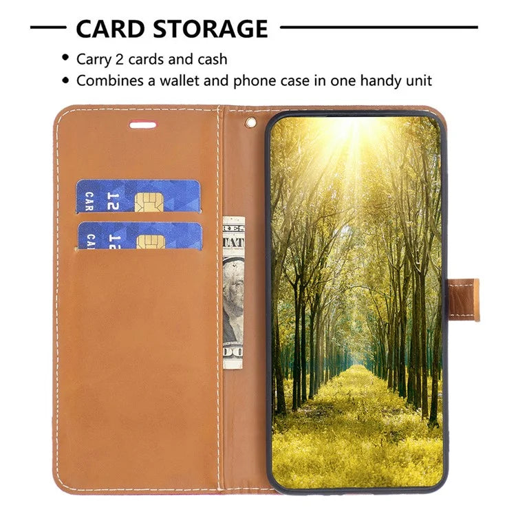 For Xiaomi Redmi Note 13 Pro 4G / Poco M6 Pro 4G Leather Wallet Case Jeans Cloth Texture Protective Cover