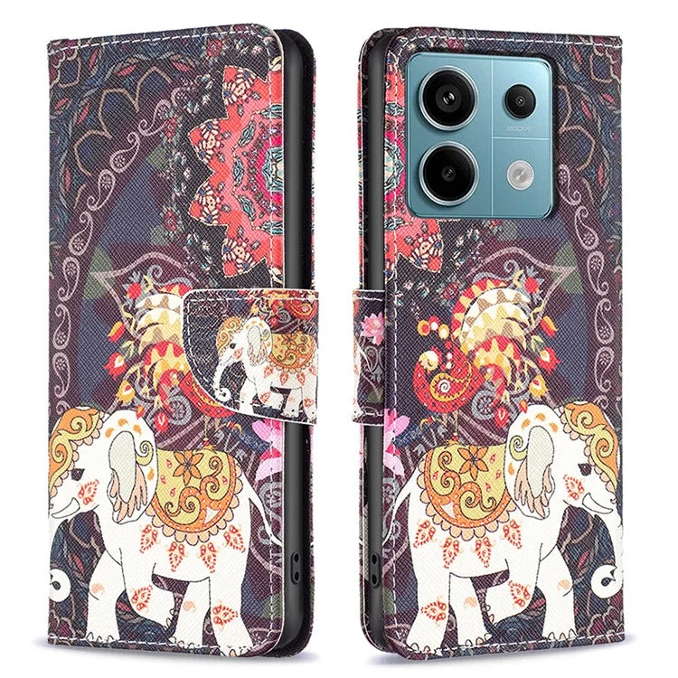 For Xiaomi Redmi Note 13 Pro 4G / Poco M6 Pro 4G Protective Folio Case Pattern Printing Leather Cover
