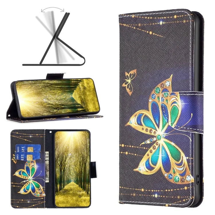 For Xiaomi Redmi Note 13 Pro 4G / Poco M6 Pro 4G Protective Folio Case Pattern Printing Leather Cover