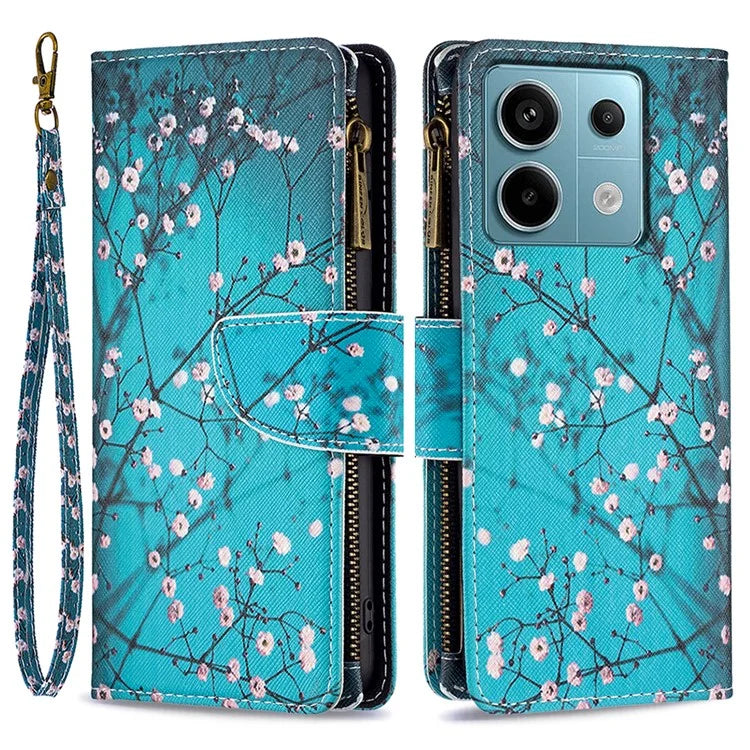 BF03 For Xiaomi Redmi Note 13 Pro 4G / Poco M6 Pro 4G Pattern Case Zipper PU Leather Phone Cover