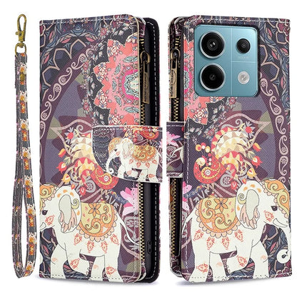 BF03 For Xiaomi Redmi Note 13 Pro 4G / Poco M6 Pro 4G Pattern Case Zipper PU Leather Phone Cover