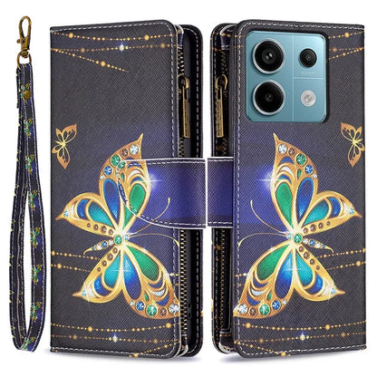BF03 For Xiaomi Redmi Note 13 Pro 4G / Poco M6 Pro 4G Pattern Case Zipper PU Leather Phone Cover
