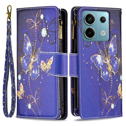 BF03 For Xiaomi Redmi Note 13 Pro 4G / Poco M6 Pro 4G Pattern Case Zipper PU Leather Phone Cover