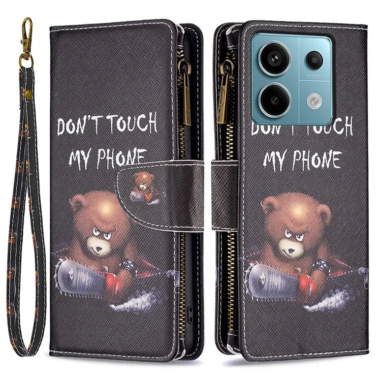 BF03 For Xiaomi Redmi Note 13 Pro 4G / Poco M6 Pro 4G Pattern Case Zipper PU Leather Phone Cover