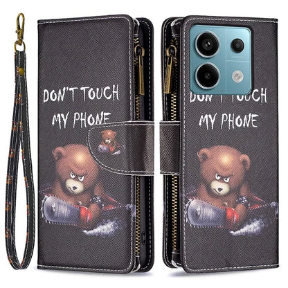 BF03 For Xiaomi Redmi Note 13 Pro 4G / Poco M6 Pro 4G Pattern Case Zipper PU Leather Phone Cover