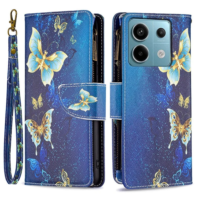 BF03 For Xiaomi Redmi Note 13 Pro 4G / Poco M6 Pro 4G Pattern Case Zipper PU Leather Phone Cover
