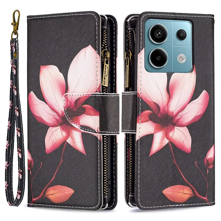 BF03 For Xiaomi Redmi Note 13 Pro 4G / Poco M6 Pro 4G Pattern Case Zipper PU Leather Phone Cover