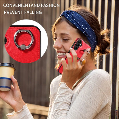 006 For Samsung Galaxy A25 5G (Global) (161.0 x 76.5 x 8.3mm) Case Card Slot Phone Cover Ring Holder