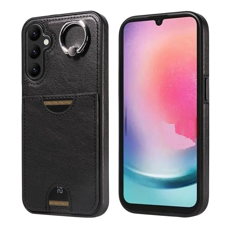 006 For Samsung Galaxy A25 5G (Global) (161.0 x 76.5 x 8.3mm) Case Card Slot Phone Cover Ring Holder
