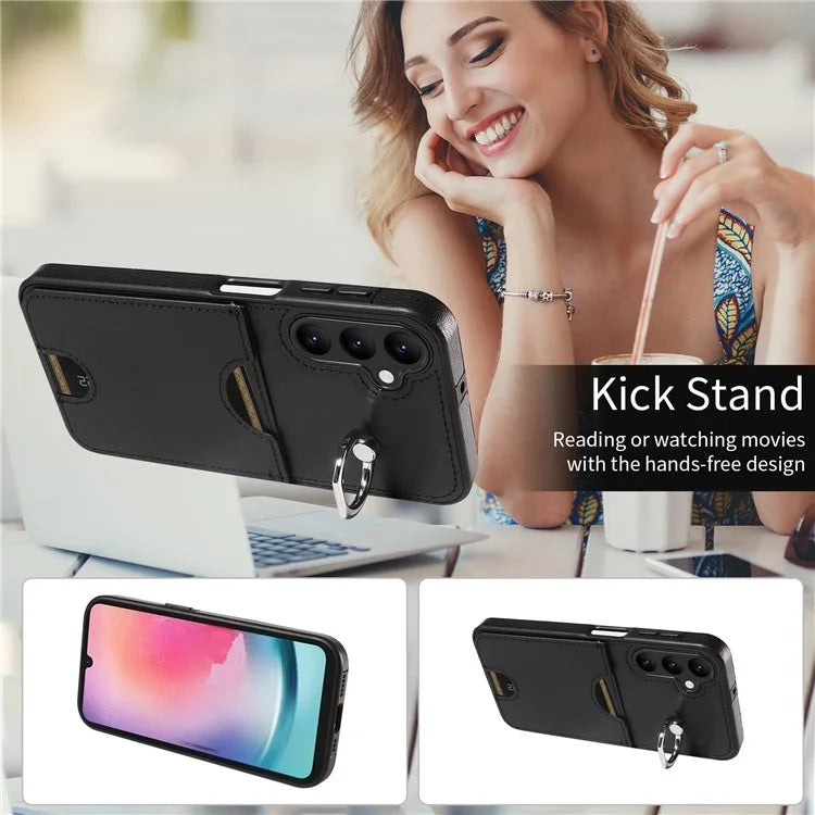 006 For Samsung Galaxy A25 5G (Global) (161.0 x 76.5 x 8.3mm) Case Card Slot Phone Cover Ring Holder