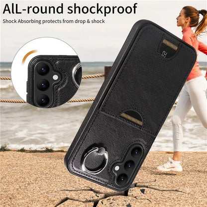 006 For Samsung Galaxy A25 5G (Global) (161.0 x 76.5 x 8.3mm) Case Card Slot Phone Cover Ring Holder