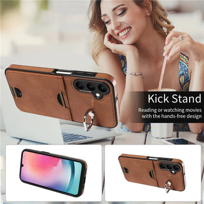 006 For Samsung Galaxy A25 5G (Global) (161.0 x 76.5 x 8.3mm) Case Card Slot Phone Cover Ring Holder