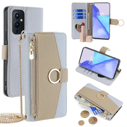 For OnePlus 9 (EU  /  US Version) Case with Strap Leather Phone Cover Zipper Wallet Card Bag