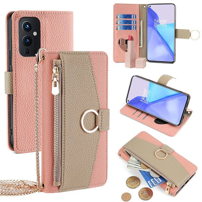 For OnePlus 9 (EU  /  US Version) Case with Strap Leather Phone Cover Zipper Wallet Card Bag