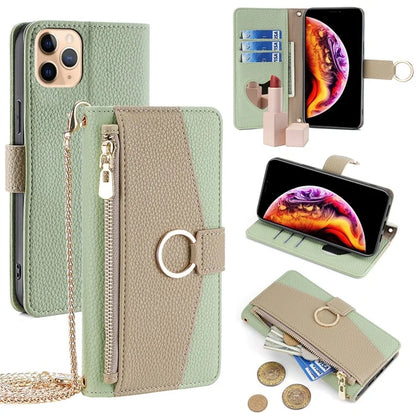 For iPhone 11 Pro Max Case PU Leather Phone Stand Cover Card Bag with Chain Strap