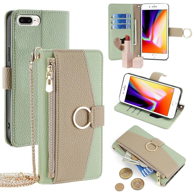 For iPhone 7 Plus PU Leather Case Multi-functional Zipper Wallet Phone Bag Cover Stand