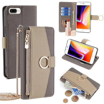 For iPhone 7 Plus PU Leather Case Multi-functional Zipper Wallet Phone Bag Cover Stand
