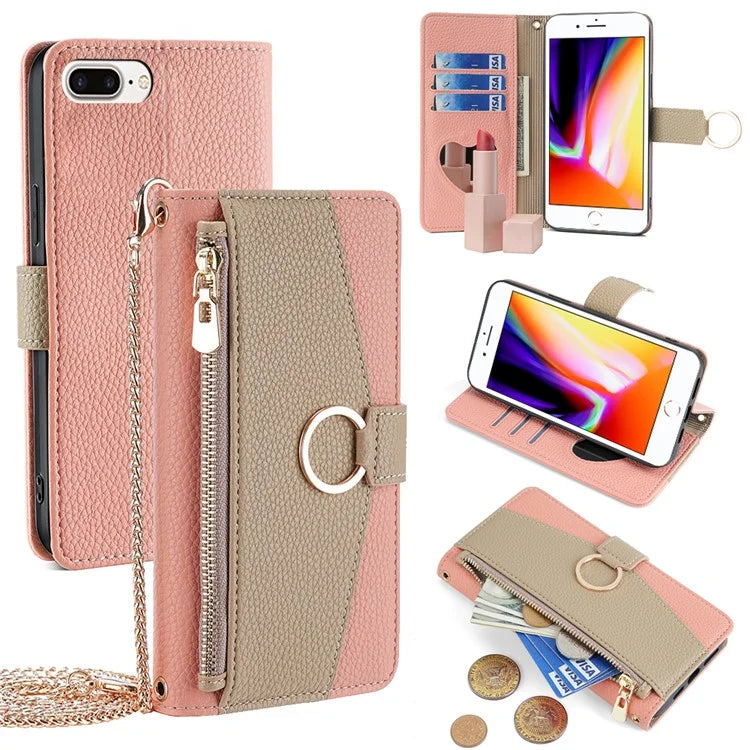 For iPhone 7 Plus PU Leather Case Multi-functional Zipper Wallet Phone Bag Cover Stand