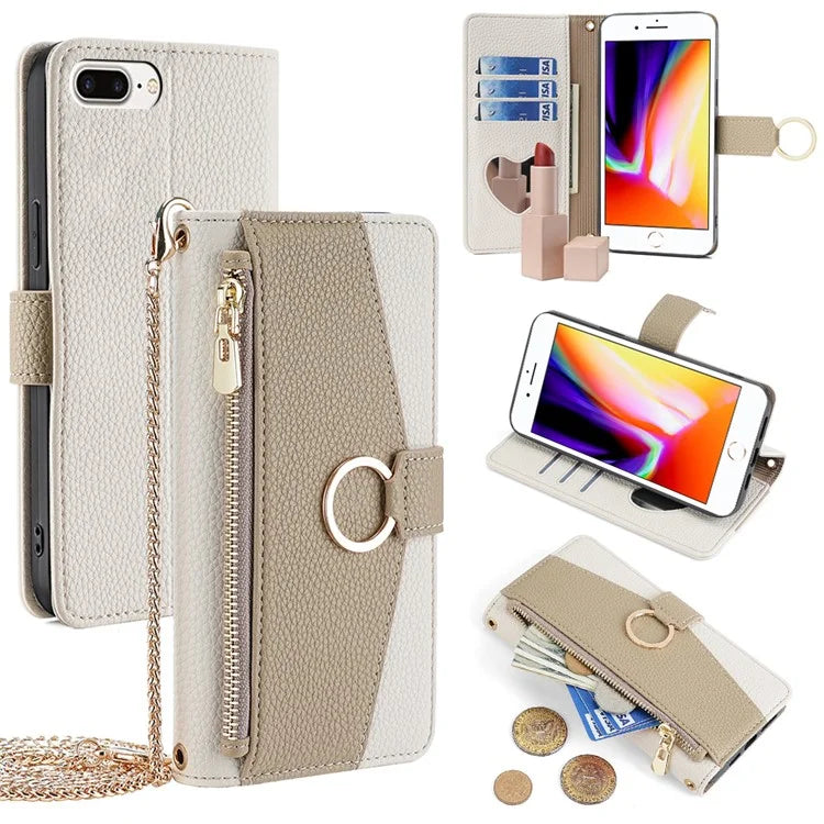 For iPhone 7 Plus PU Leather Case Multi-functional Zipper Wallet Phone Bag Cover Stand