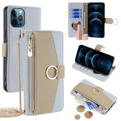 For iPhone 12 Pro Max Case Multi-functional PU Leather Wallet Phone Bag Cover with Chain Strap