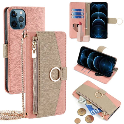 For iPhone 12 Pro Max Case Multi-functional PU Leather Wallet Phone Bag Cover with Chain Strap