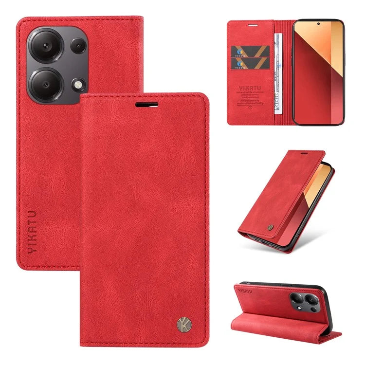 YIKATU YK-004 For Xiaomi Redmi Note 13 Pro 4G / Poco M6 Pro 4G Case Leather Skin-touch Phone Cover