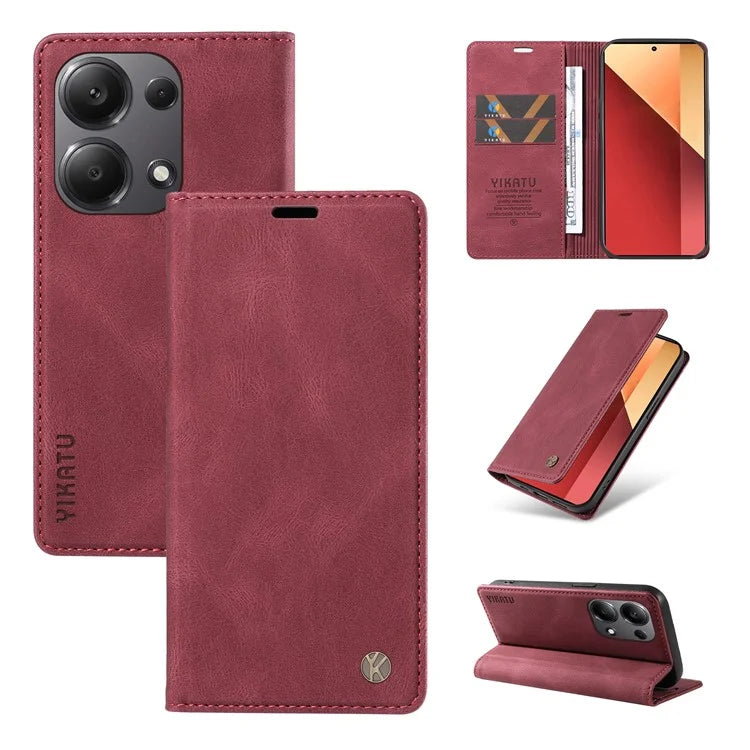 YIKATU YK-004 For Xiaomi Redmi Note 13 Pro 4G / Poco M6 Pro 4G Case Leather Skin-touch Phone Cover
