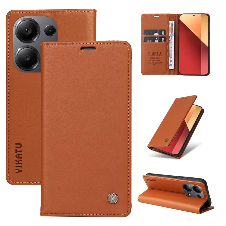 YIKATU YK-001 For Xiaomi Redmi Note 13 Pro 4G / Poco M6 Pro 4G Case Magnetic Absorption PU Leather Cover