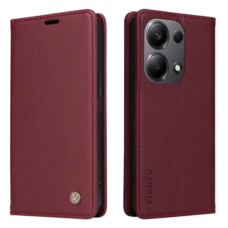 YIKATU YK-001 For Xiaomi Redmi Note 13 Pro 4G / Poco M6 Pro 4G Case Magnetic Absorption PU Leather Cover