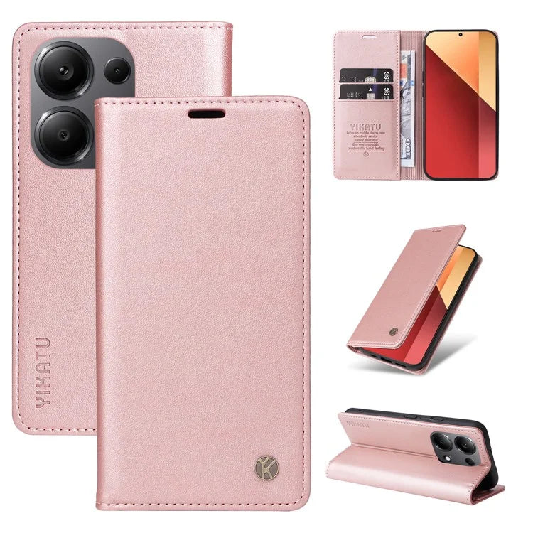 YIKATU YK-001 For Xiaomi Redmi Note 13 Pro 4G / Poco M6 Pro 4G Case Magnetic Absorption PU Leather Cover