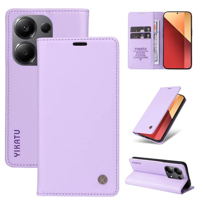 YIKATU YK-001 For Xiaomi Redmi Note 13 Pro 4G / Poco M6 Pro 4G Case Magnetic Absorption PU Leather Cover