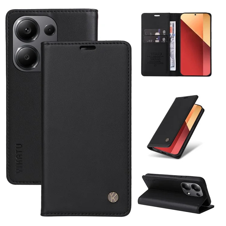 YIKATU YK-001 For Xiaomi Redmi Note 13 Pro 4G / Poco M6 Pro 4G Case Magnetic Absorption PU Leather Cover