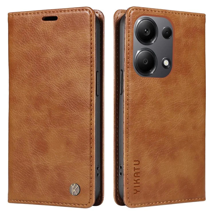 YIKATU YK-006 For Xiaomi Redmi Note 13 Pro 4G / Poco M6 Pro 4G Case Flip Wallet Phone Cover Litchi Texture