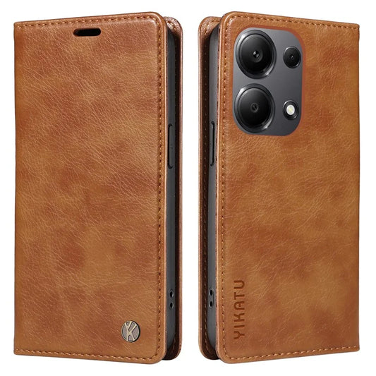 YIKATU YK-006 For Xiaomi Redmi Note 13 Pro 4G / Poco M6 Pro 4G Case Flip Wallet Phone Cover Litchi Texture